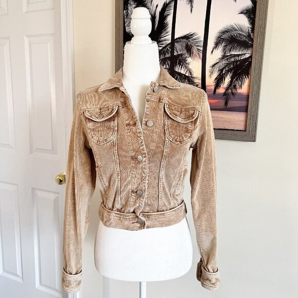 Women's Younique Corduroy Jacket | Short | Tan | Size Medium | Cotton/Spandex - Picture 1 of 9